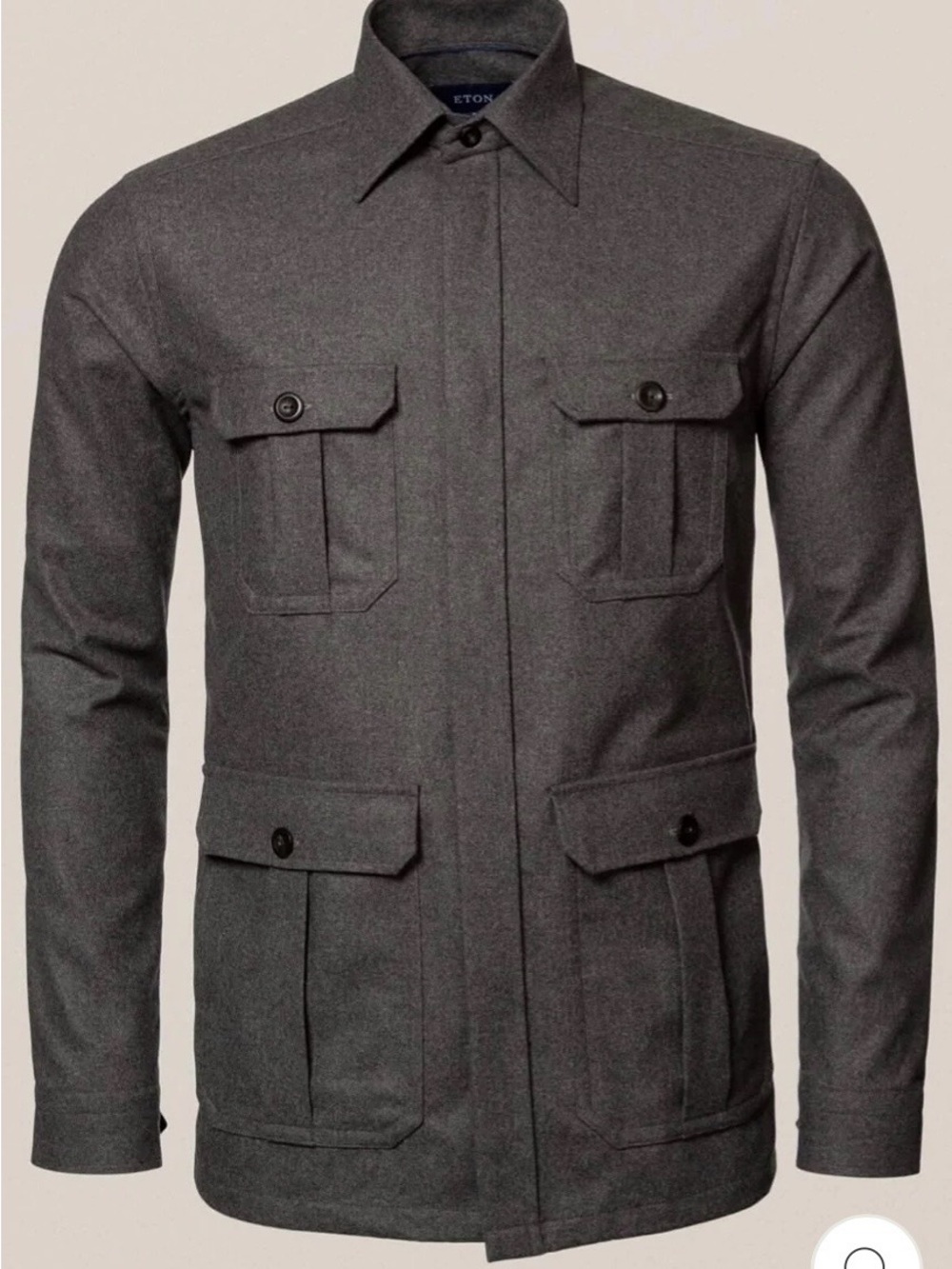 Eton Charcoal Gray Four-Pocket Field Jacket Cashmere Blend
